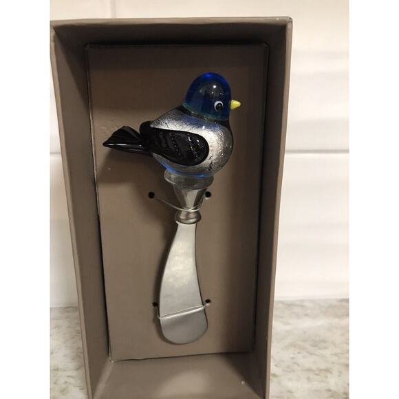 NEW Pier 1 Blown Glass Bird Butter/Cheese Knife Spreader - Picture 1 of 6